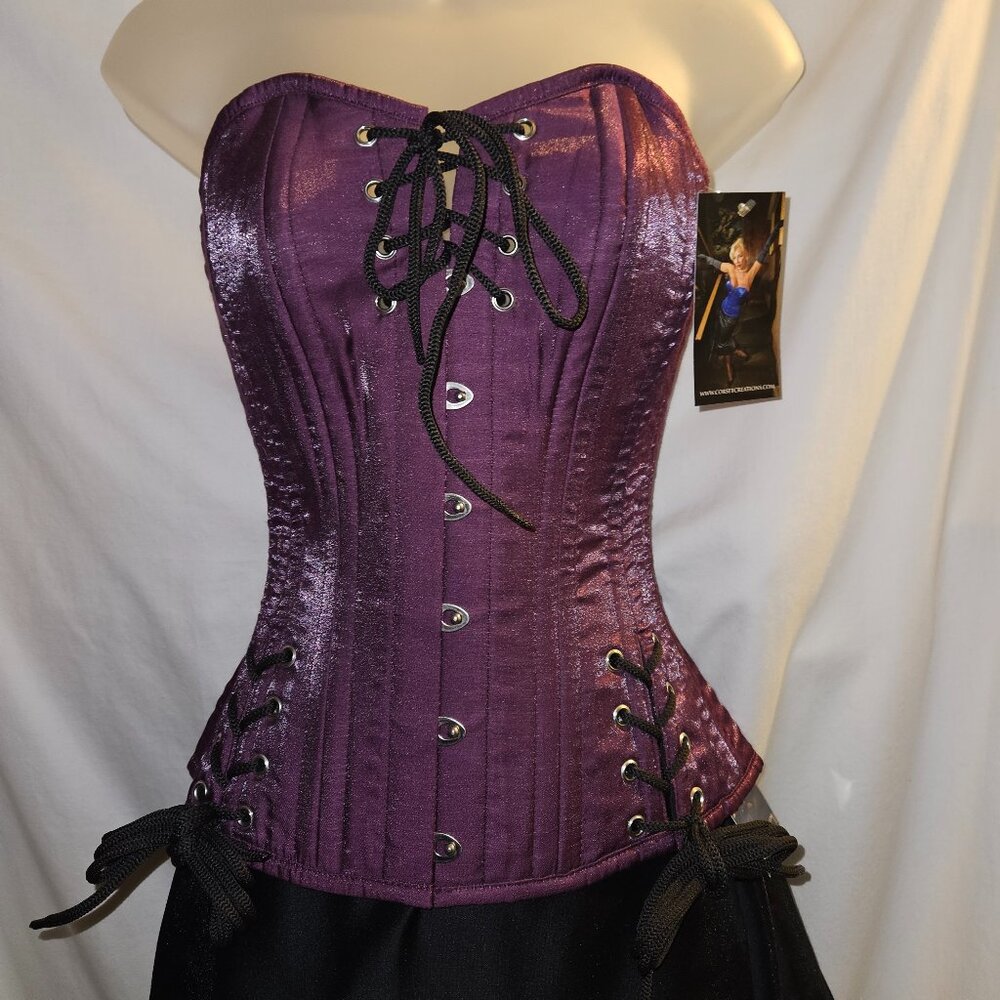 NEW 22" XS PURPLE IRIDESCENT SILK TIGHT LACING BABYLON CORSET